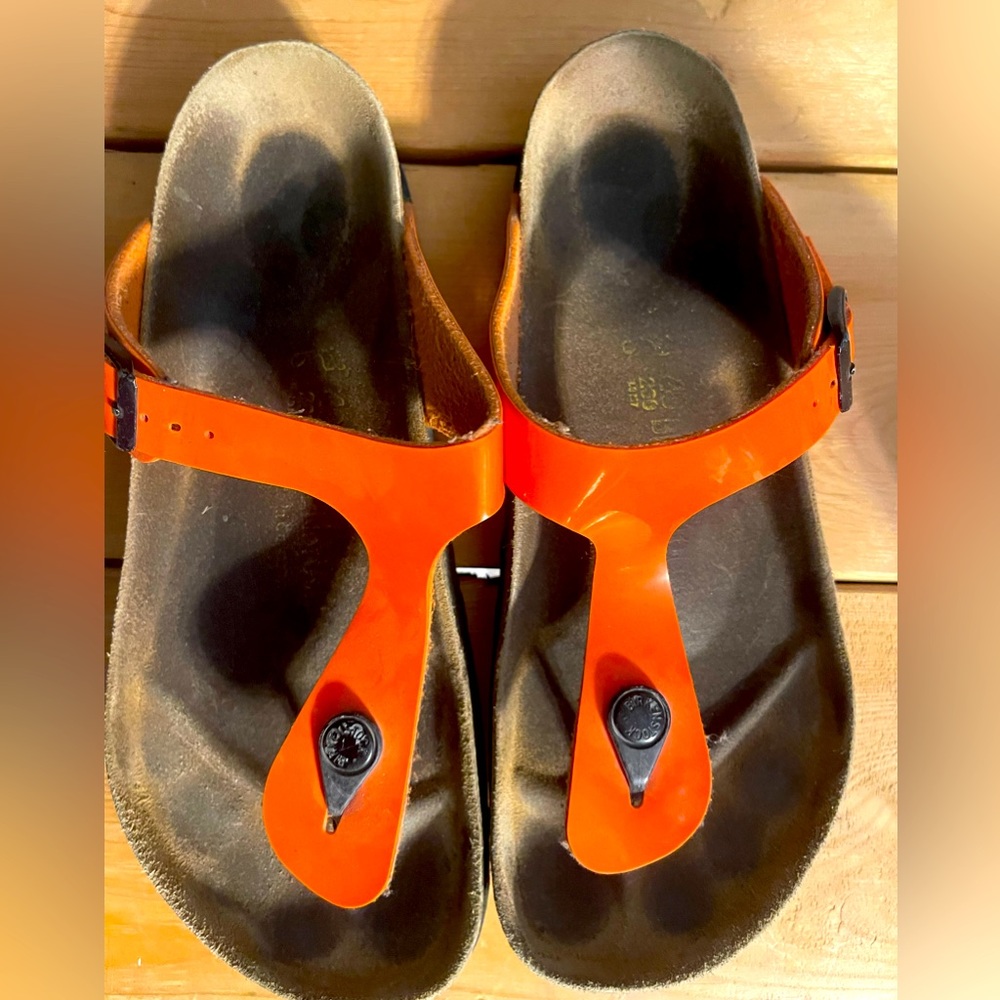Birkenstock orange sandals sz 40.